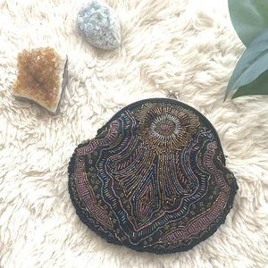 Small black Beaded Evening Bag Clutch